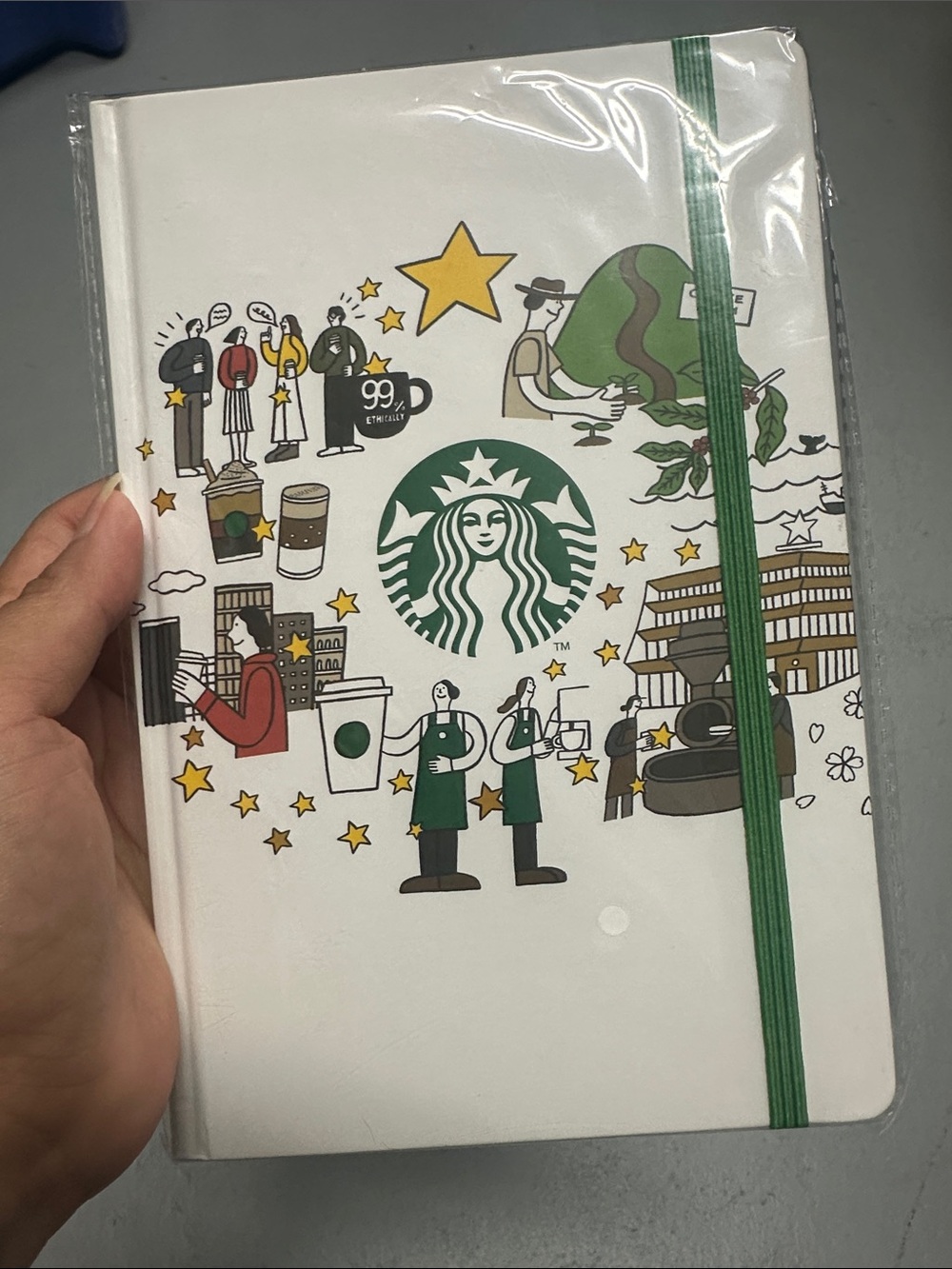 Starbucks Illustrated Logo Hardcover Notebook - White & Green